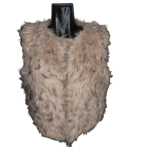 BB Dakota Faux Fur Vest in Blush and Tan M - Picture 2 of 7